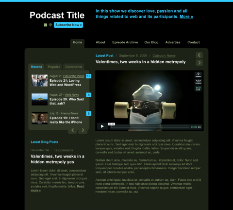 Blue shade: Audio/Video Podcast WordPress Theme