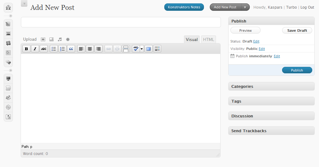 WordPress 2.7 with squeezed header area
