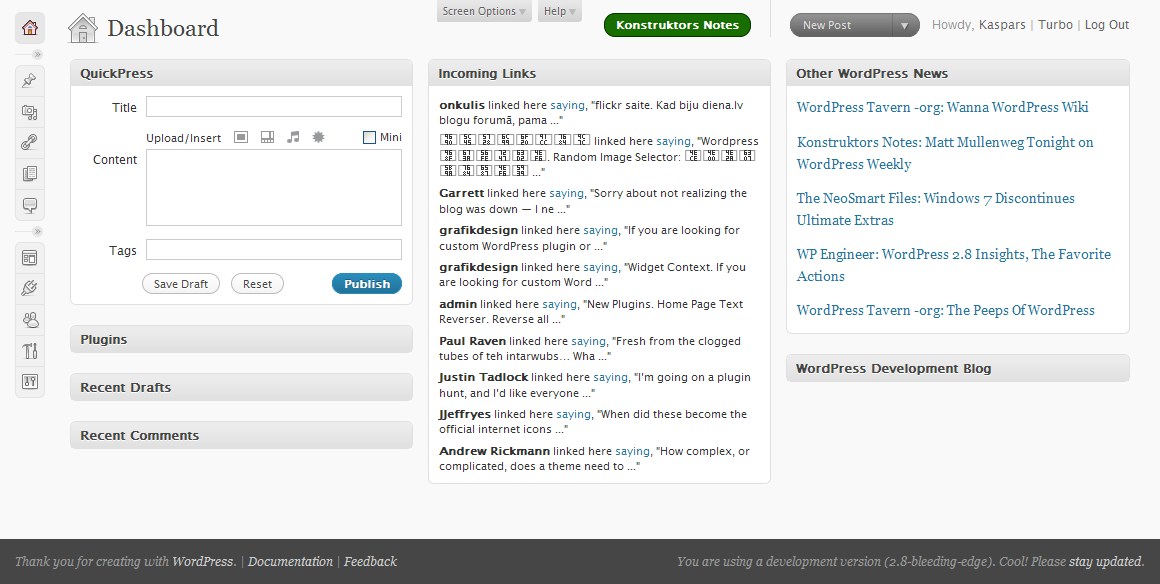 WordPress admin header redesigned