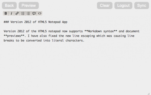 HTML5 Notepad with Markdown syntax and sync support
