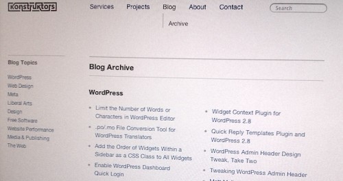 Blog archive grouped by category, WordPress plugin
