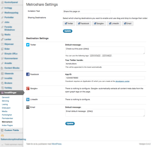 Screenshot of the Metroshare social sharing plugin for WordPress