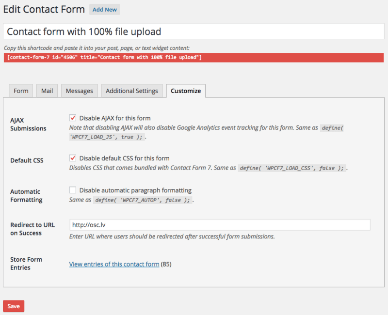 Advanced controls for Contact Form 7