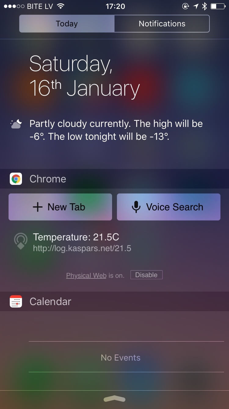 Sensor Data in Eddystone-URL in iOS Notification Center