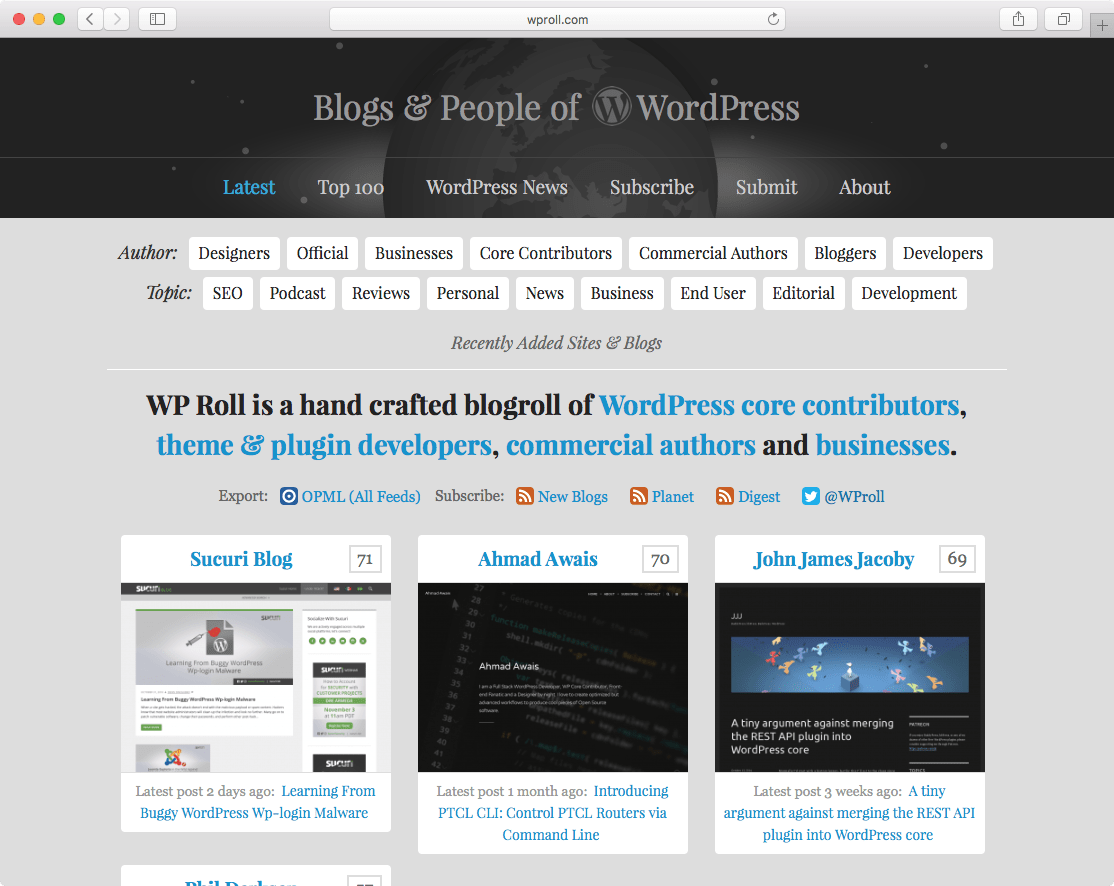 WProll.com WordPress Blogroll in 2016