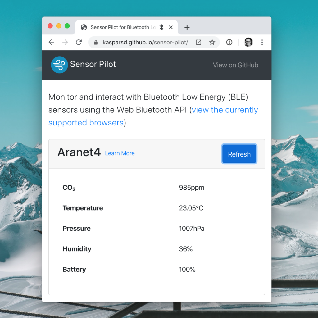 Sensor Pilot Progressive Web App for Bluetooth Sensors on Desktop