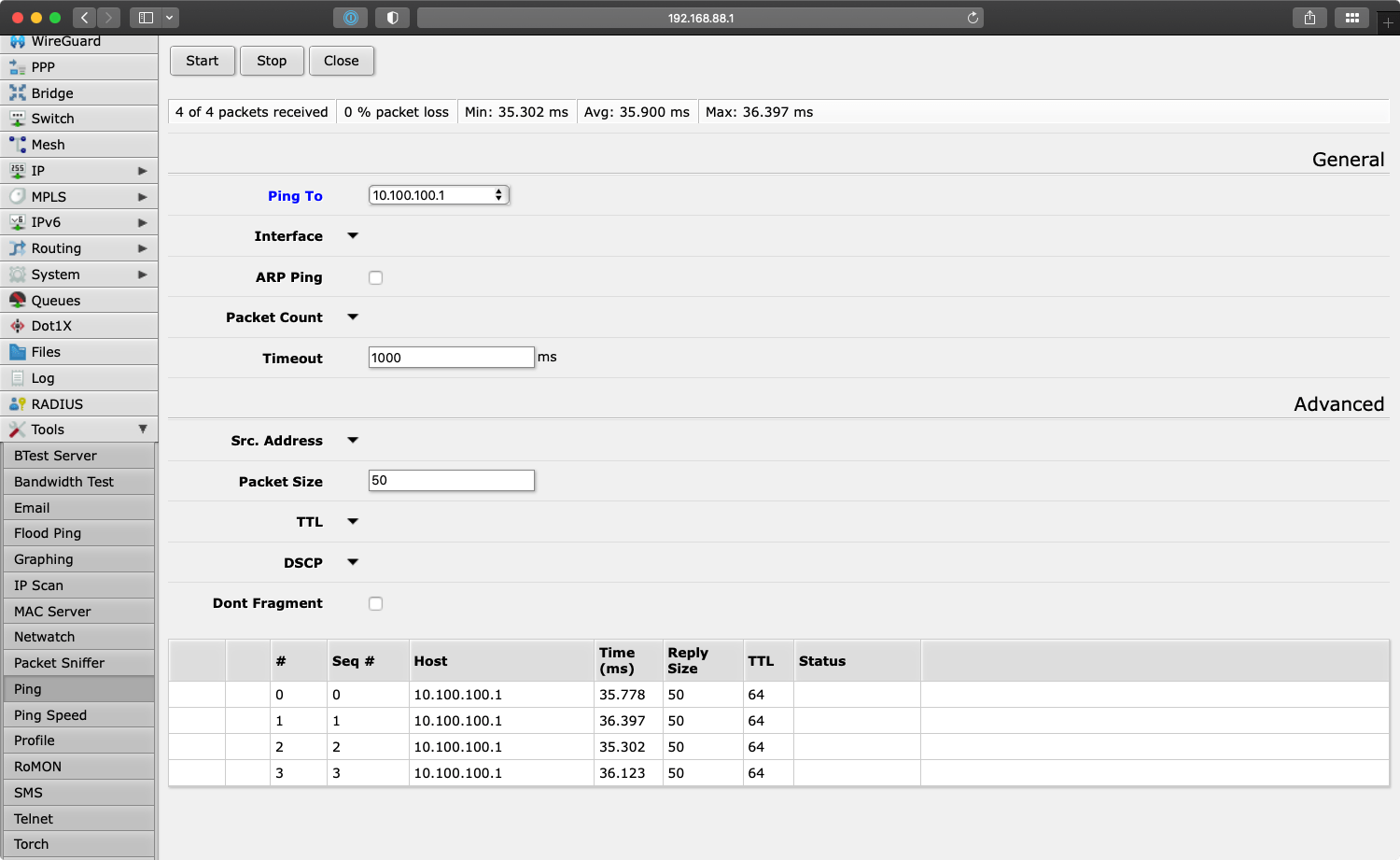 WireGuard ping in RouterOS