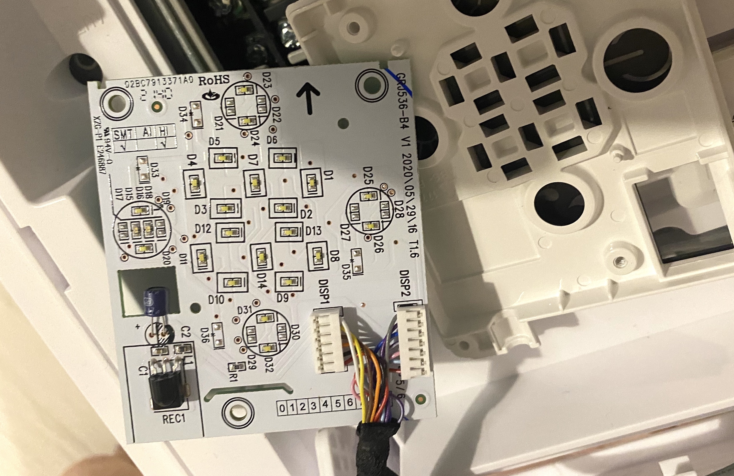 Gree GWH09YD-S6DBA1 front cover LCD module with IR receiver