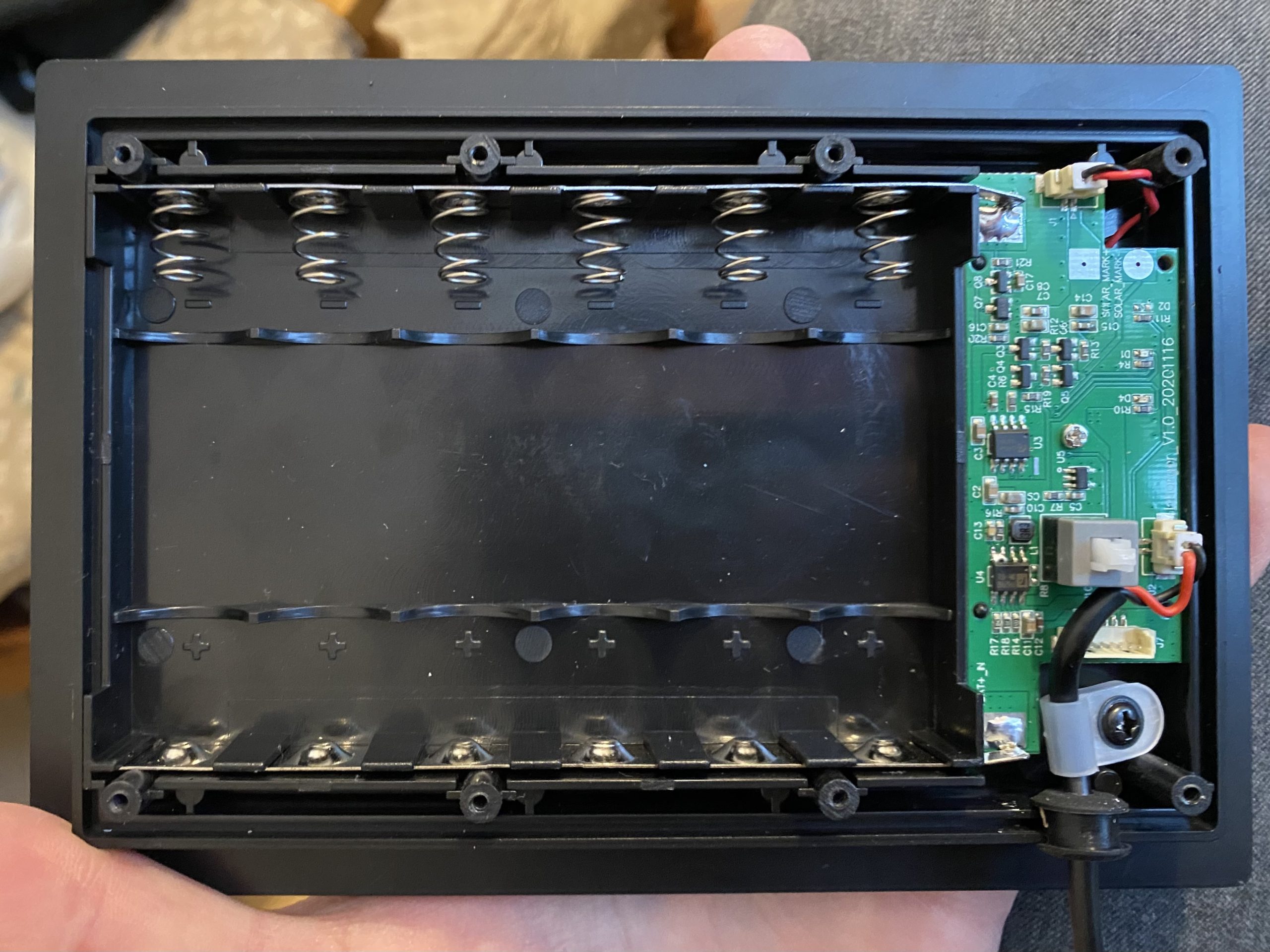 Charging circuit of 4W solar panel with six 18650 batteries and CL4056 for charge control and FP6276B boost controller for 5V output