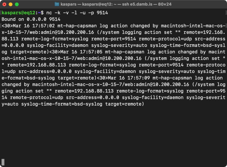 Show Logging Output Router Remote Logging for Mikrotik RouterOS (Electronics, Home Automation ...