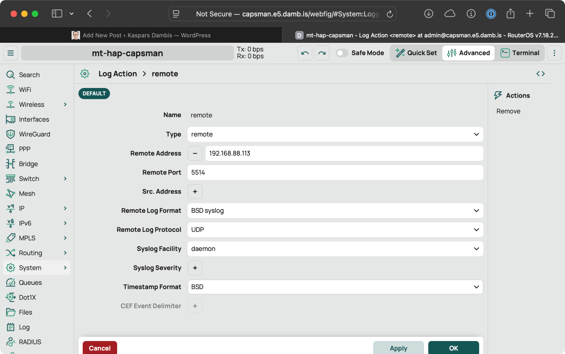 Enable Remote Logging for Mikrotik RouterOS (Electronics, Home ...