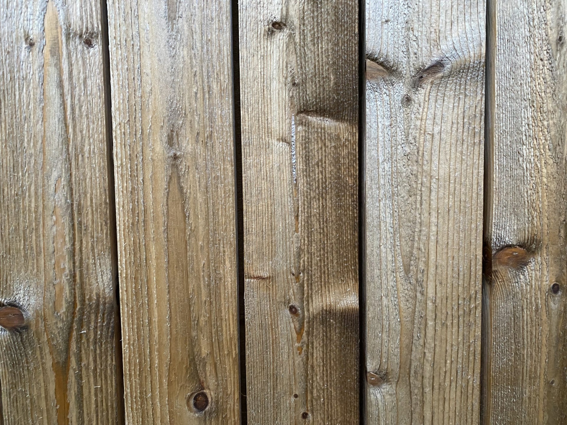 Closeup of spruce siding immediately after applying the iron (ii) sulphate solution